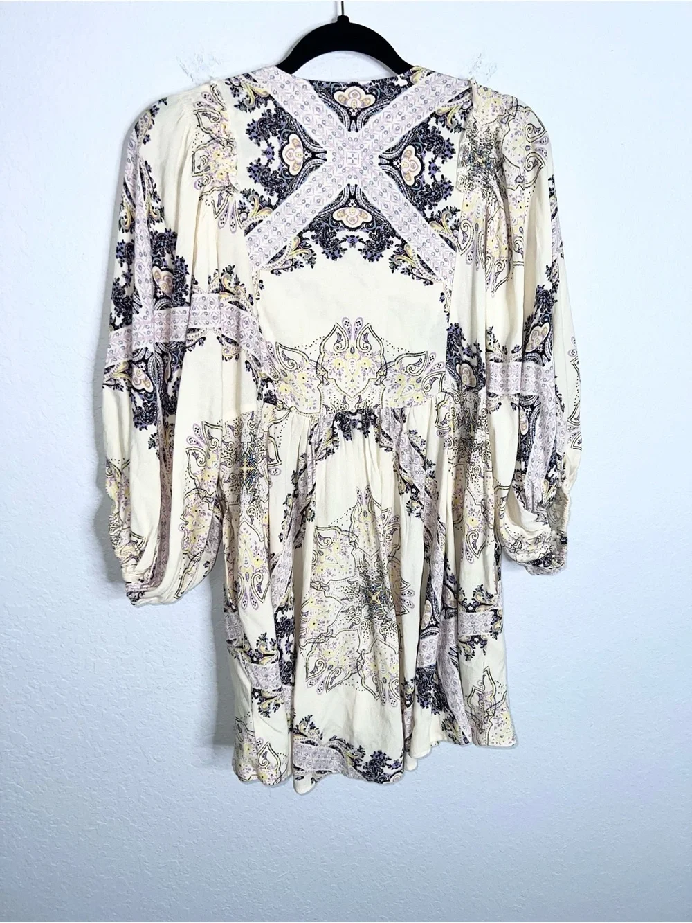 Free People Boho Babydoll Mini Dress Women’s Small Floral Tunic Flowy S